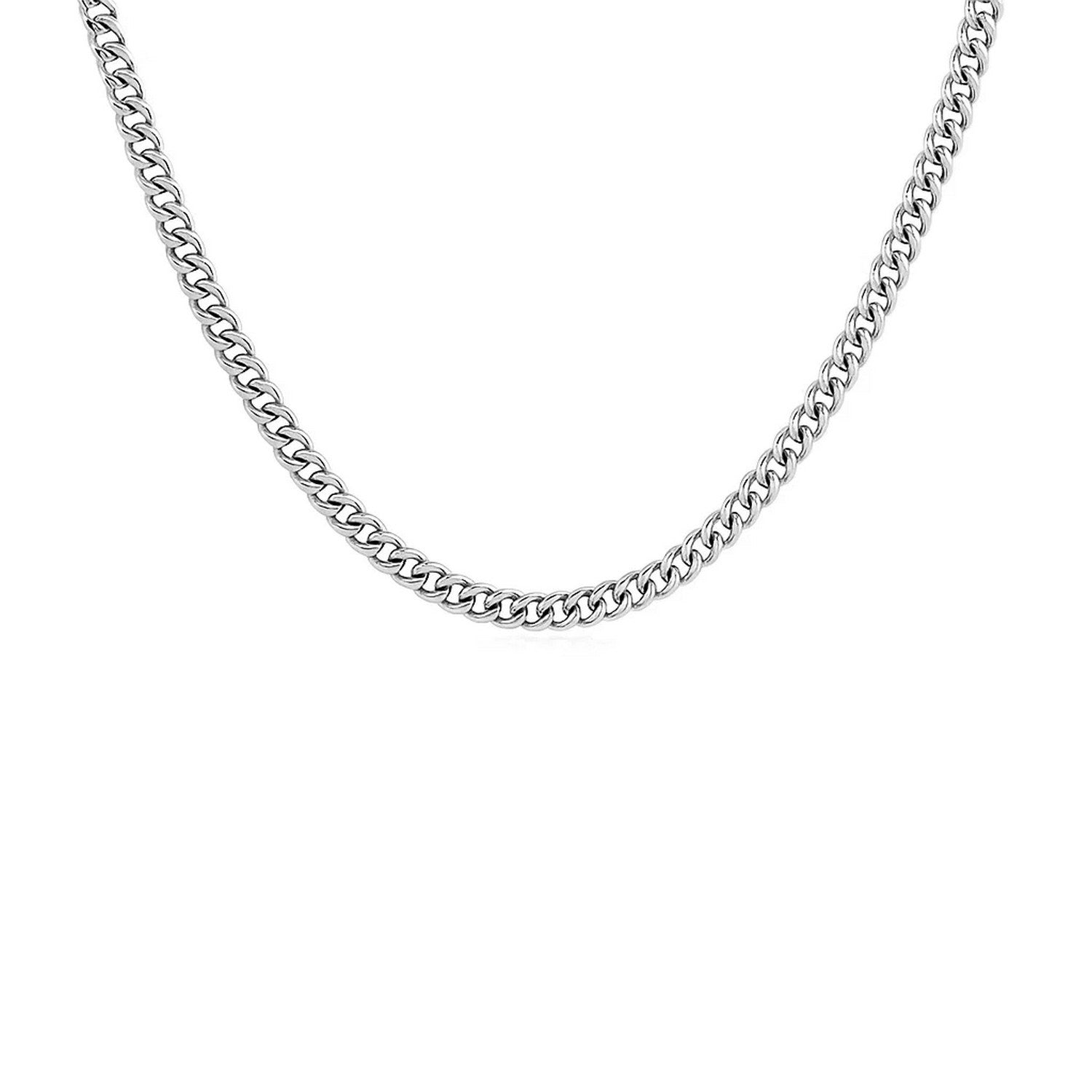 14K White Gold Gourmette Chain (2.80 mm) in a sleek high-contrast midnight luxury editorial style